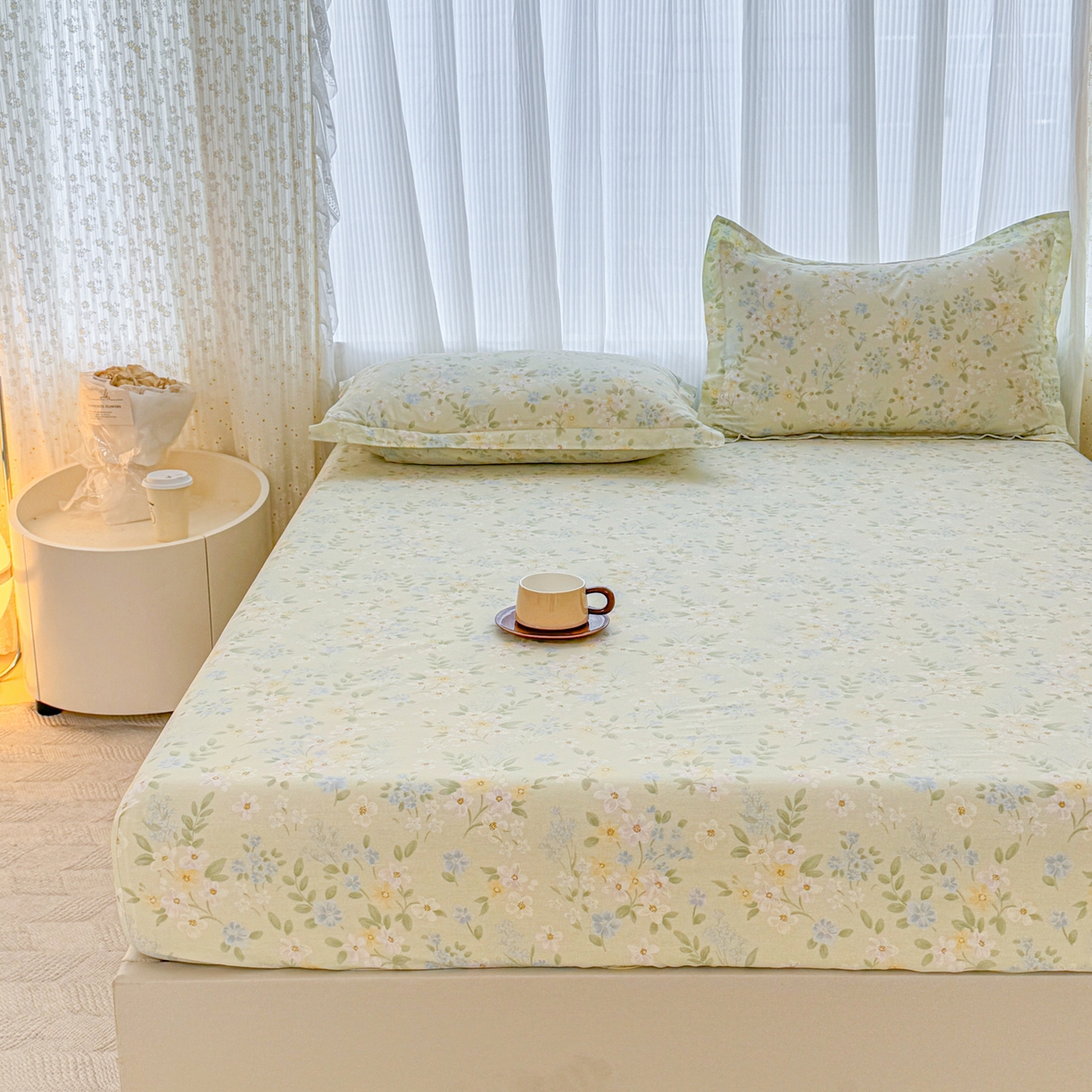 91家纺网 家纺一手货源 找家纺 安逸家纺 2026新款全棉纯棉印花12868系列-床笠单件单床笠 徐徐花开