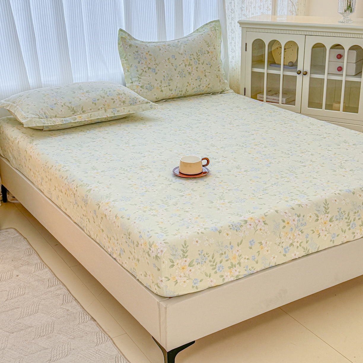 91家纺网 家纺一手货源 找家纺 安逸家纺 2026新款全棉纯棉印花12868系列-床笠单件单床笠 徐徐花开