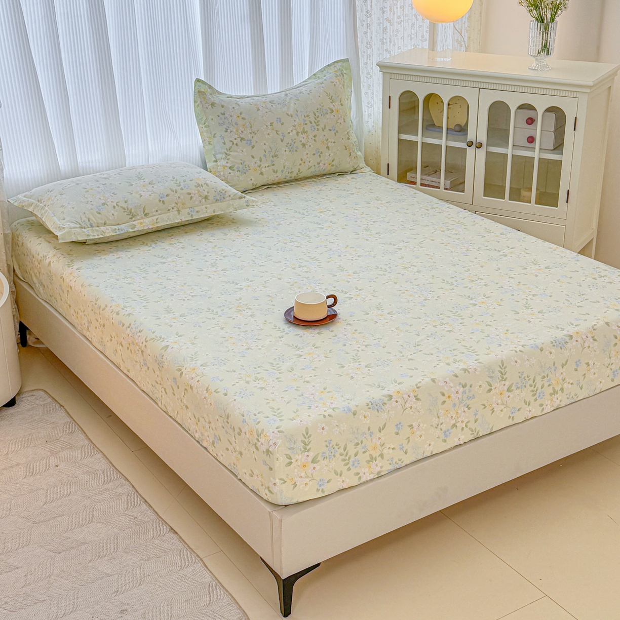 91家纺网 家纺一手货源 找家纺 安逸家纺 2026新款全棉纯棉印花12868系列-床笠单件单床笠 徐徐花开