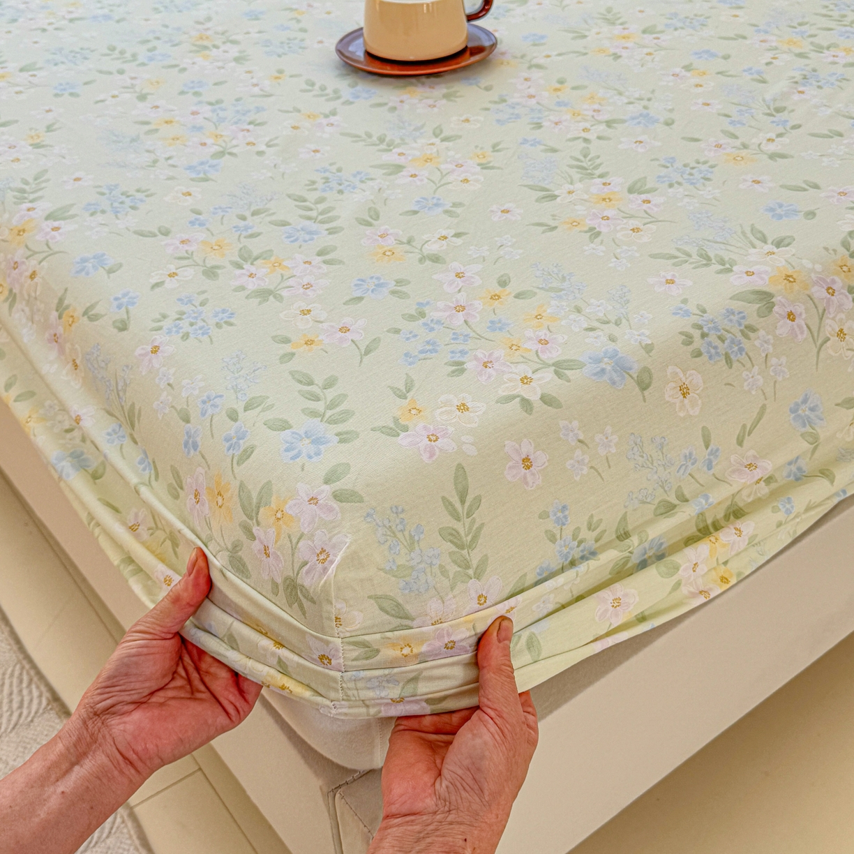 91家纺网 家纺一手货源 找家纺 安逸家纺 2026新款全棉纯棉印花12868系列-床笠单件单床笠 徐徐花开