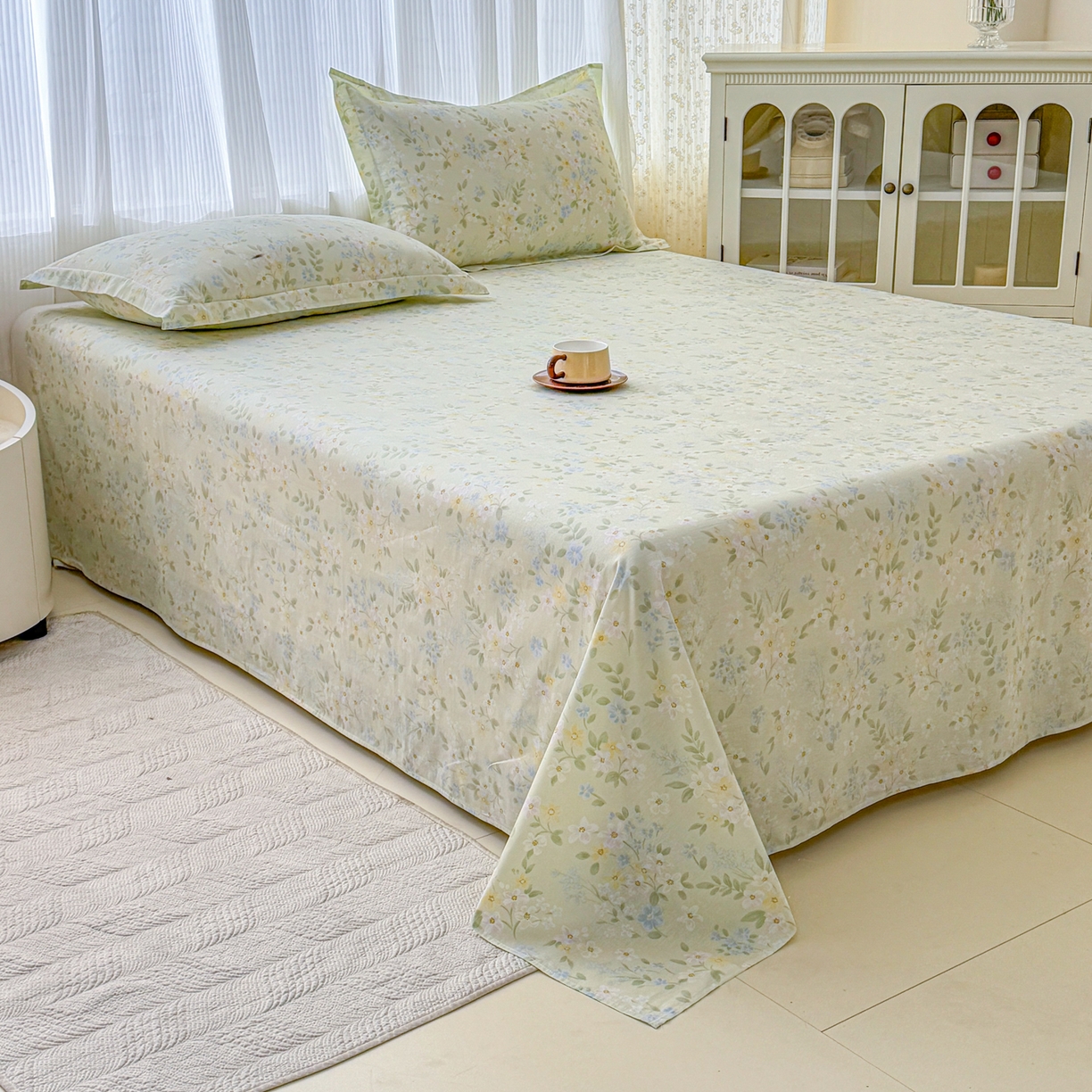 91家纺网 家纺一手货源 找家纺 安逸家纺 2026新款全棉纯棉印花12868系列-床单单件单床单 徐徐花开