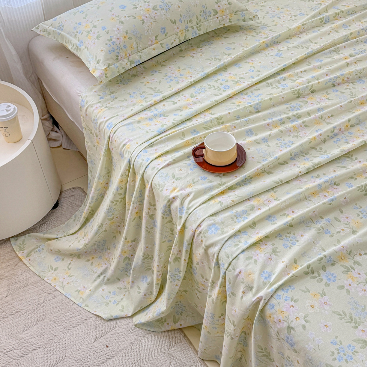 91家纺网 家纺一手货源 找家纺 安逸家纺 2026新款全棉纯棉印花12868系列-床单单件单床单 徐徐花开