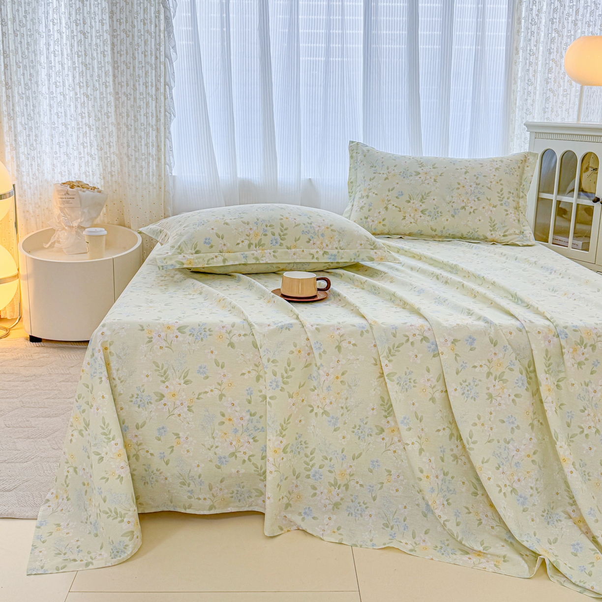 91家纺网 家纺一手货源 找家纺 安逸家纺 2026新款全棉纯棉印花12868系列-床单单件单床单 徐徐花开