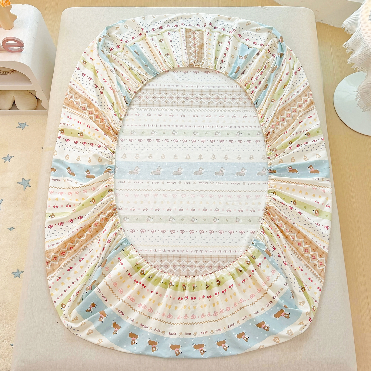 91家纺网 家纺一手货源 找家纺 安逸家纺 2026新款全棉纯棉印花12868系列-床笠单件单床笠 雪哈汪