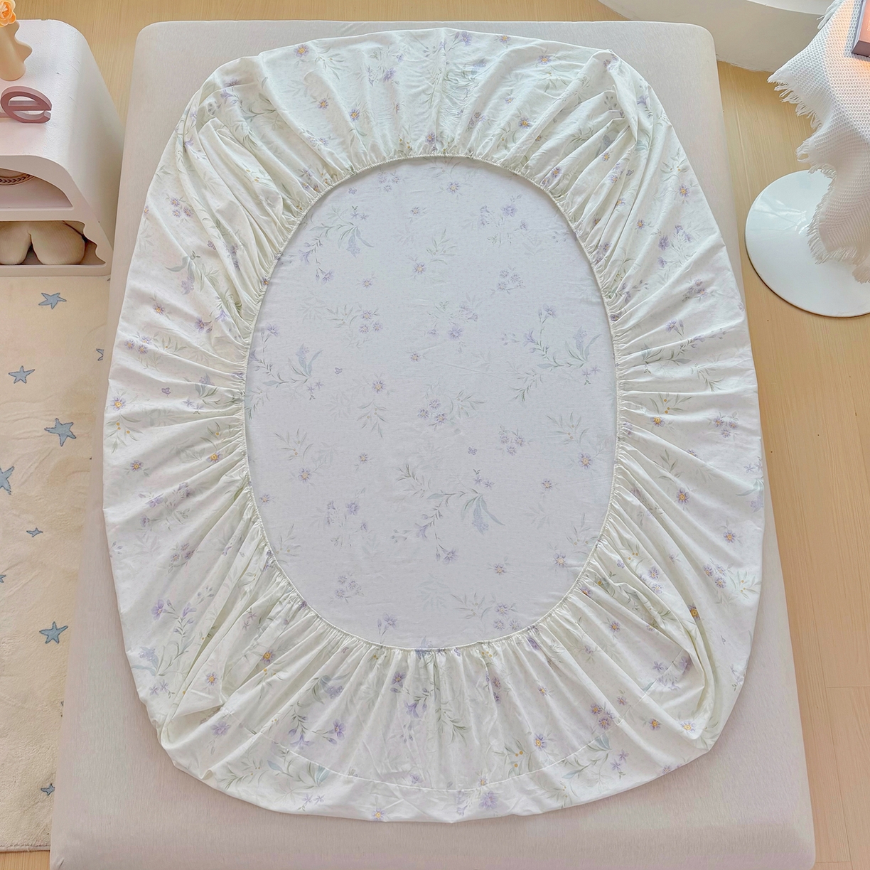 91家纺网 家纺一手货源 找家纺 安逸家纺 2026新款全棉纯棉印花12868系列-床笠单件单床笠 幽兰花梦