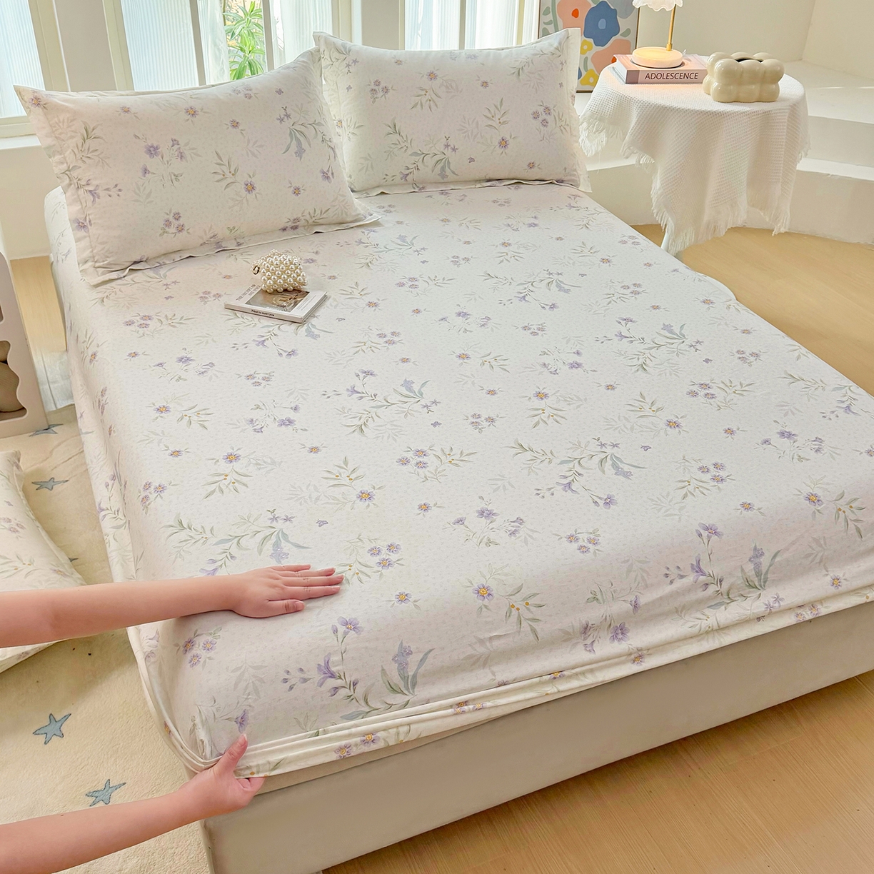 91家纺网 家纺一手货源 找家纺 安逸家纺 2026新款全棉纯棉印花12868系列-床笠单件单床笠 幽兰花梦