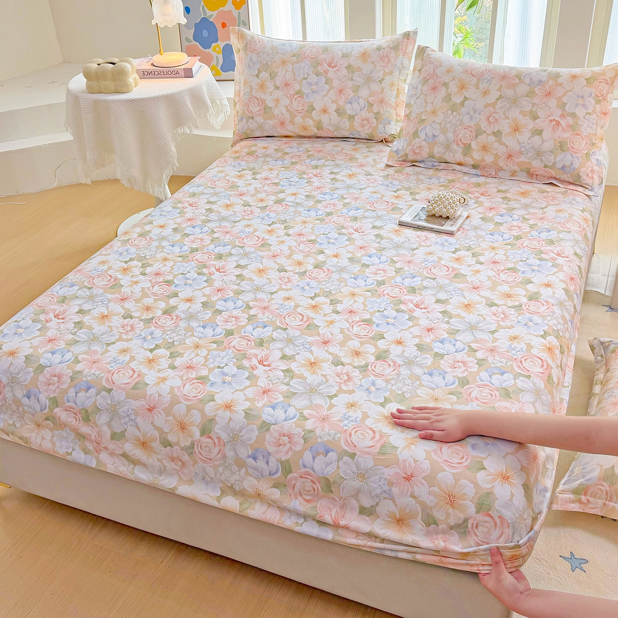 91家纺网 家纺一手货源 找家纺 安逸家纺 2026新款全棉纯棉印花12868系列-床笠单件单床笠 釉色浮光