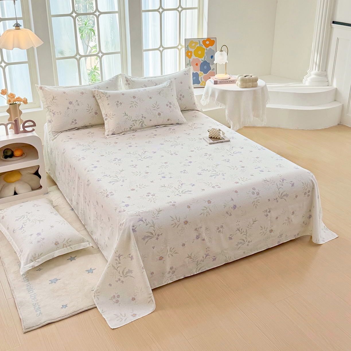 91家纺网 家纺一手货源 找家纺 安逸家纺 2026新款全棉纯棉印花12868系列-床单单件单床单 幽兰花梦