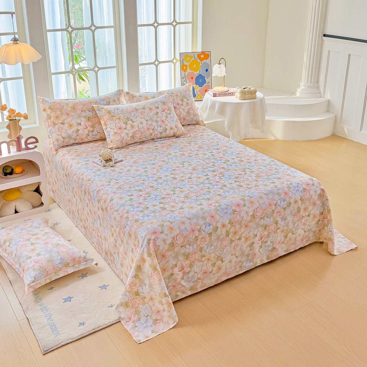 91家纺网 家纺一手货源 找家纺 安逸家纺 2026新款全棉纯棉印花12868系列-床单单件单床单 釉色浮光