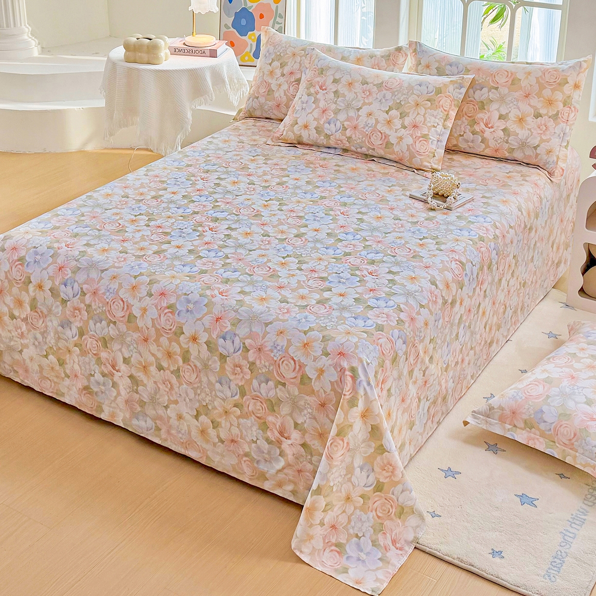 91家纺网 家纺一手货源 找家纺 安逸家纺 2026新款全棉纯棉印花12868系列-床单单件单床单 釉色浮光