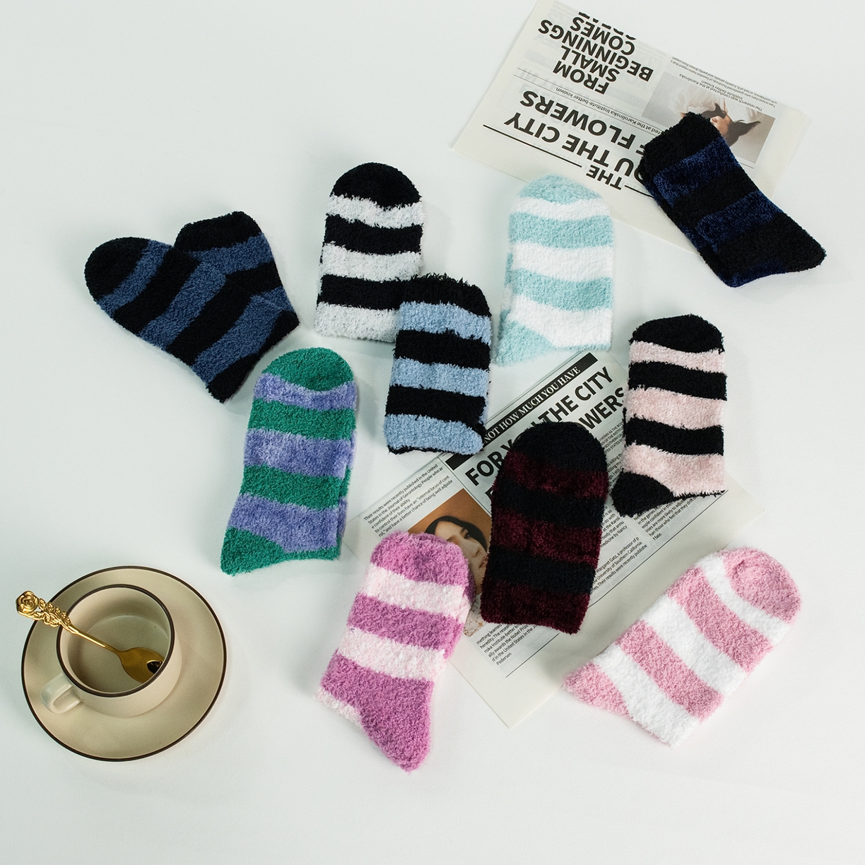 91家纺网 家纺一手货源 找家纺 （总）松色家居 2026新款福利款混纺棉男女袜子