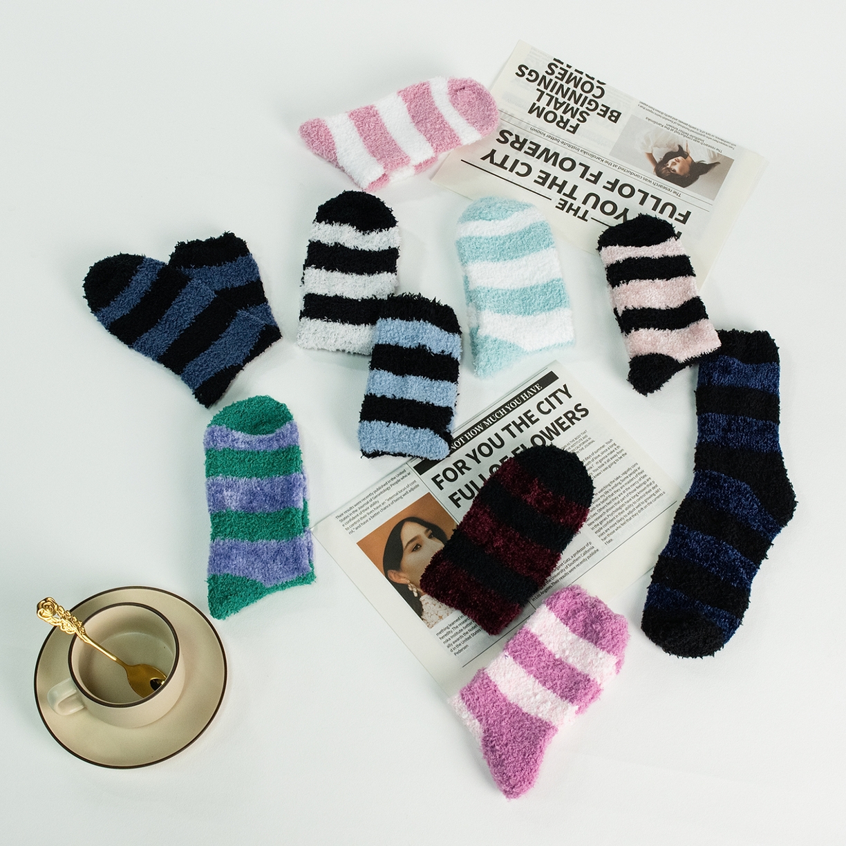 91家纺网 家纺一手货源 找家纺 （总）松色家居 2026新款福利款混纺棉男女袜子