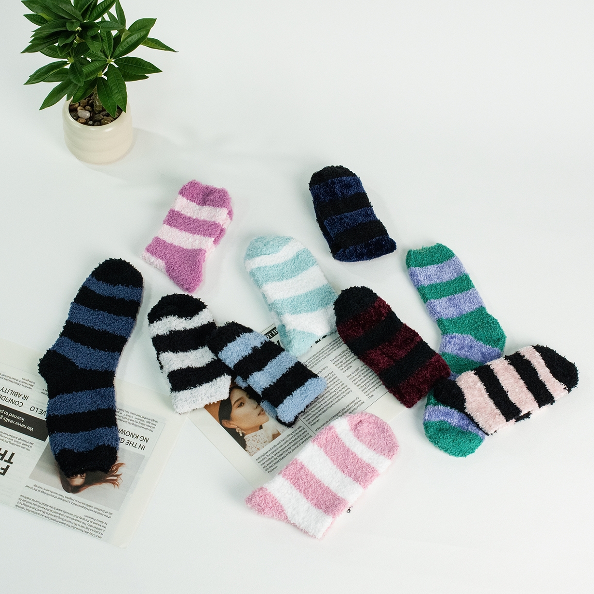 91家纺网 家纺一手货源 找家纺 （总）松色家居 2026新款福利款混纺棉男女袜子