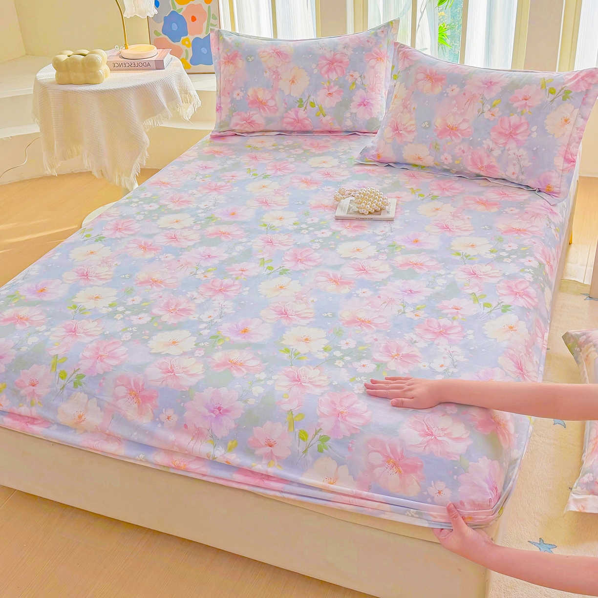 91家纺网 家纺一手货源 找家纺 （总）安逸家纺 2026新款12868全棉纯棉床笠四件套床罩学生纯棉床笠款三件套