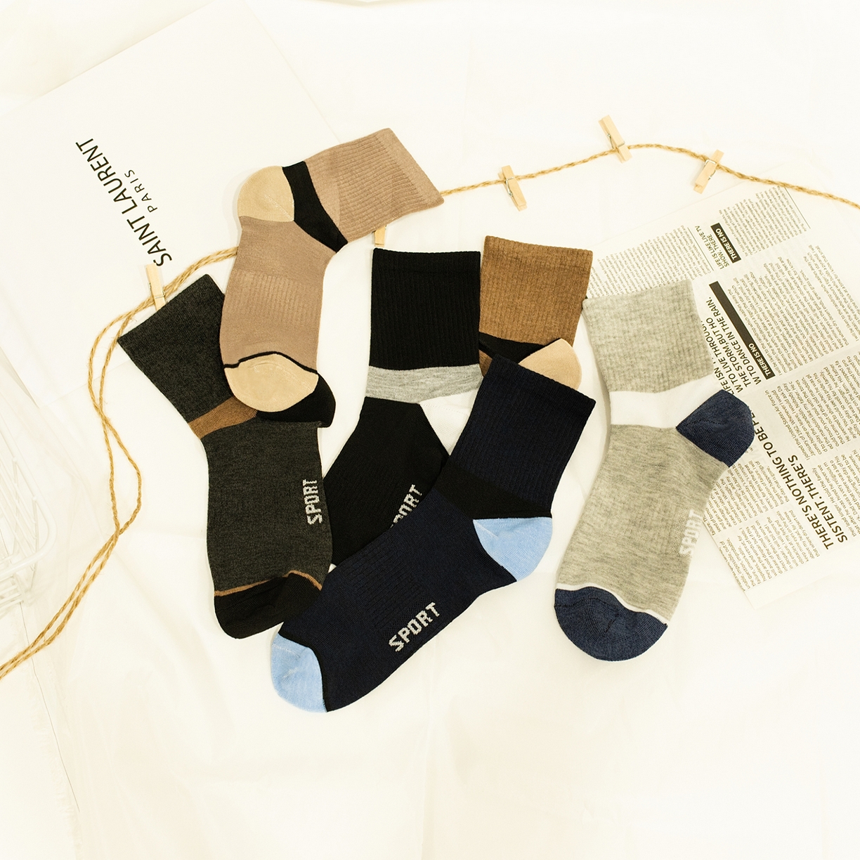 91家纺网 家纺一手货源 找家纺 松色家居 2026新款福利款混纺棉男女袜子 男袜c 均码