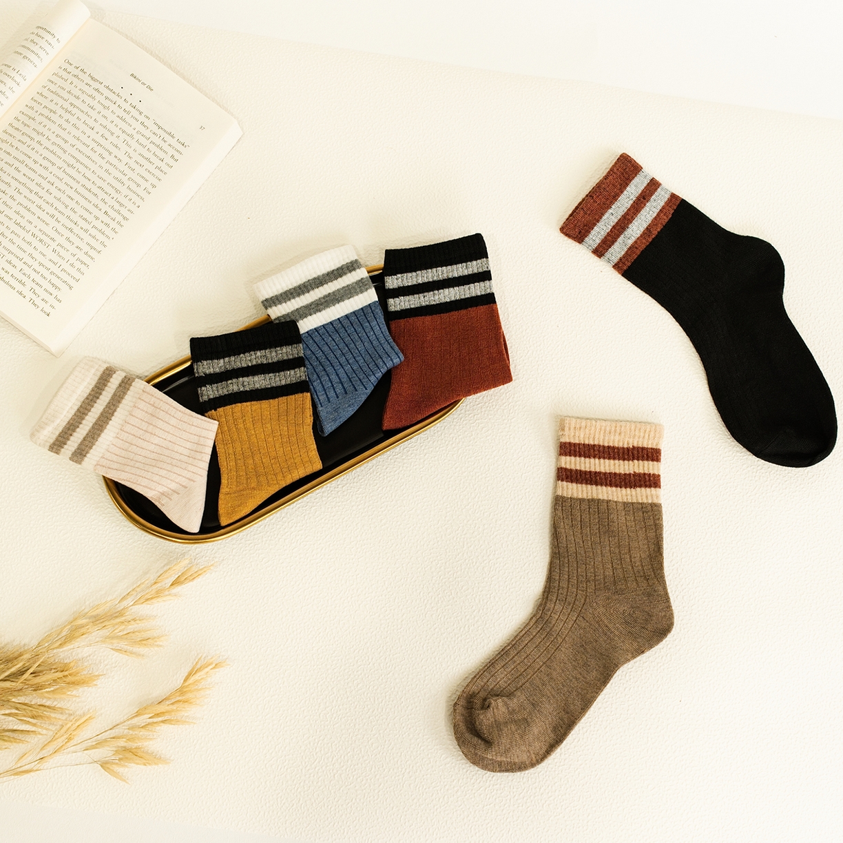 91家纺网 家纺一手货源 找家纺 松色家居 2026新款福利款混纺棉男女袜子 男袜b 均码