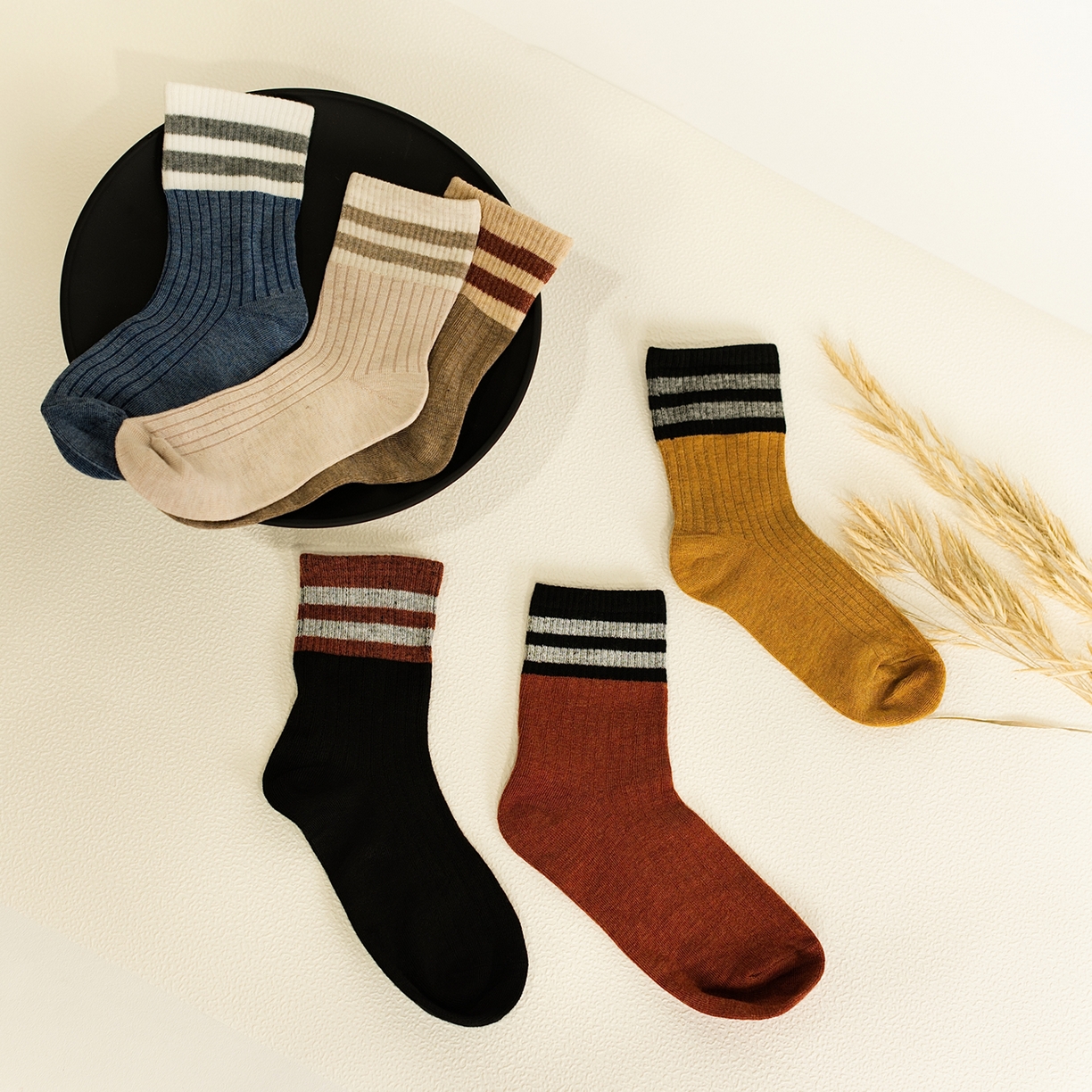 91家纺网 家纺一手货源 找家纺 松色家居 2026新款福利款混纺棉男女袜子 男袜b 均码