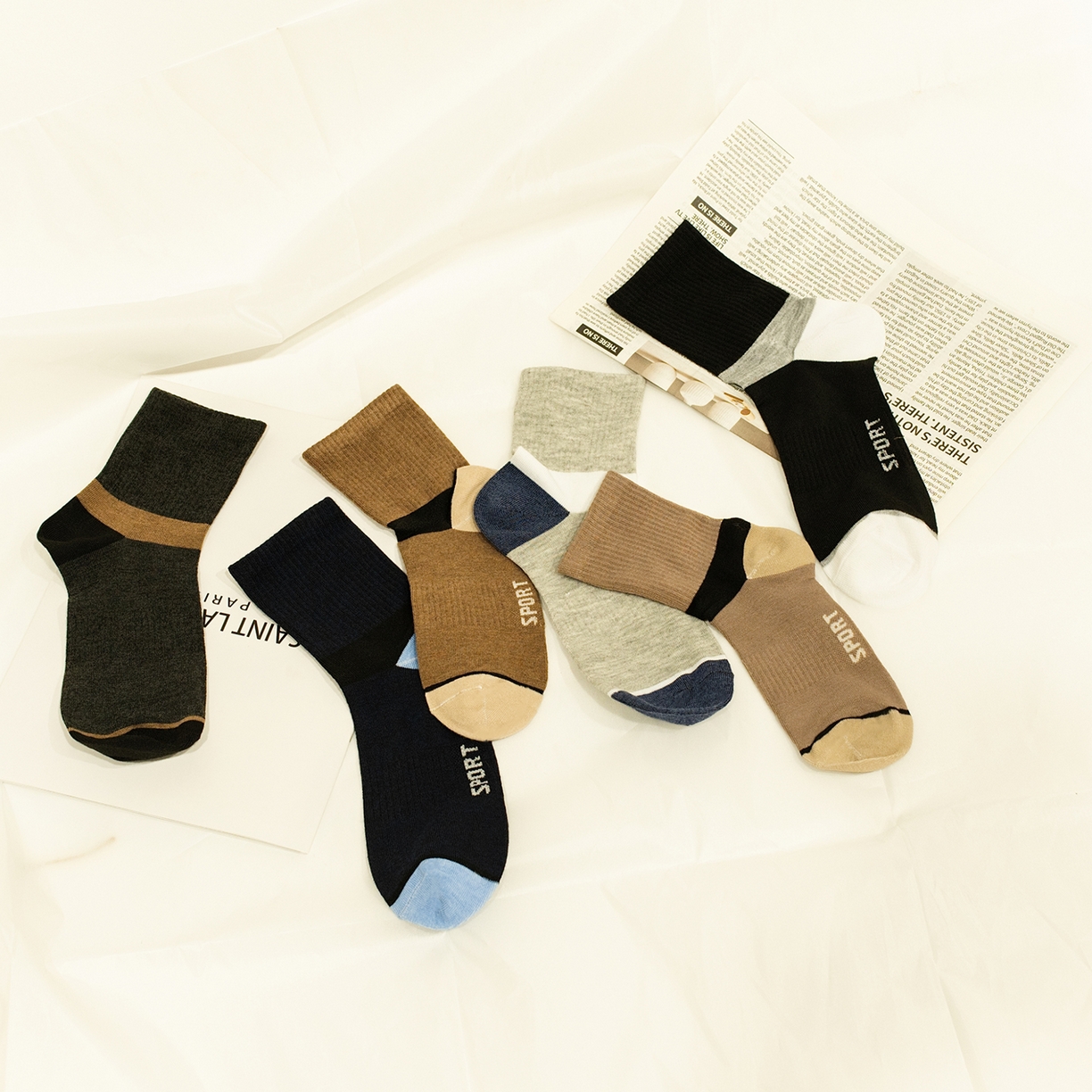 91家纺网 家纺一手货源 找家纺 松色家居 2026新款福利款混纺棉男女袜子 男袜c 均码