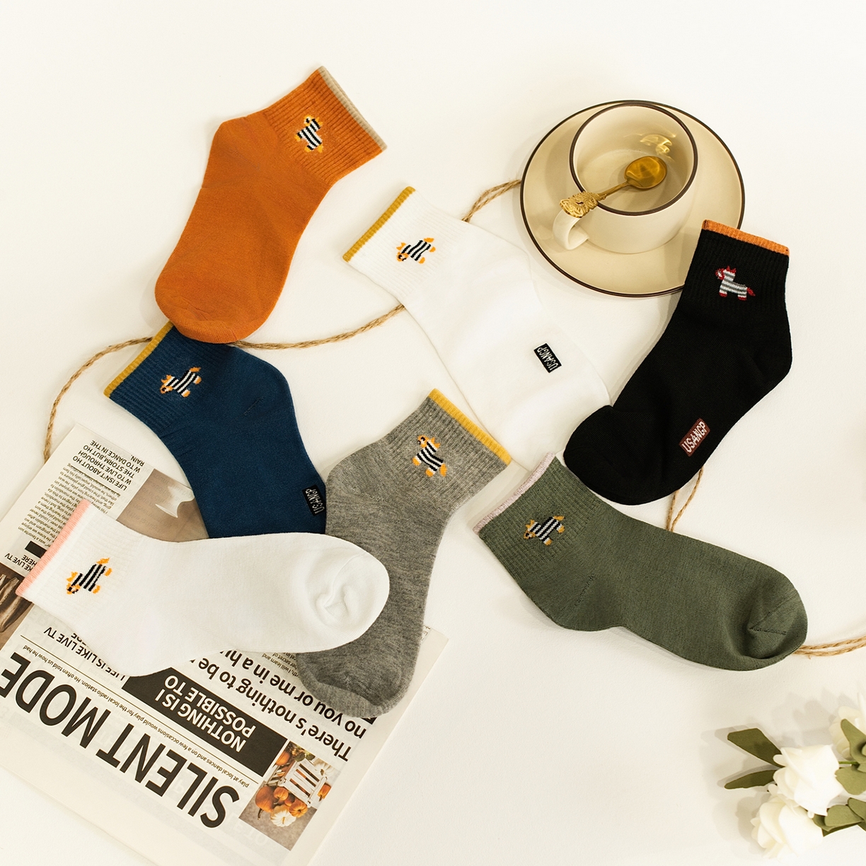 91家纺网 家纺一手货源 找家纺 松色家居 2026新款福利款混纺棉男女袜子 男袜a 均码