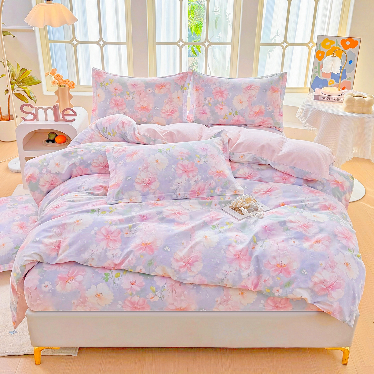 91家纺网 家纺一手货源 找家纺 （总）安逸家纺 2026新款12868全棉纯棉床笠四件套床罩学生纯棉床笠款三件套