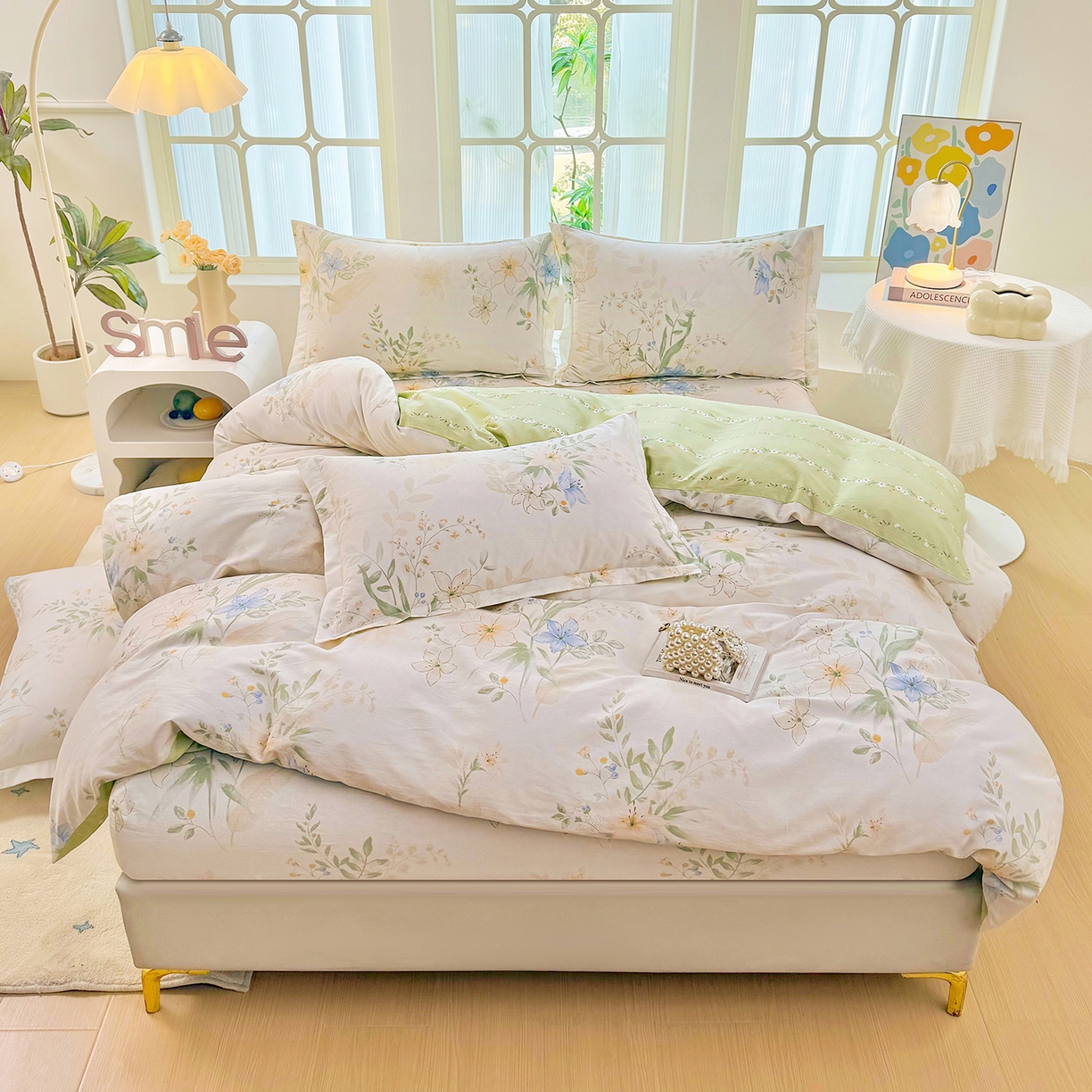 91家纺网 家纺一手货源 找家纺 （总）安逸家纺 2026新款12868全棉纯棉床笠四件套床罩学生纯棉床笠款三件套