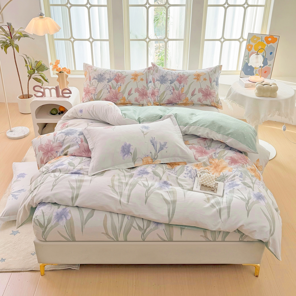 91家纺网 家纺一手货源 找家纺 （总）安逸家纺 2026新款12868全棉纯棉床笠四件套床罩学生纯棉床笠款三件套