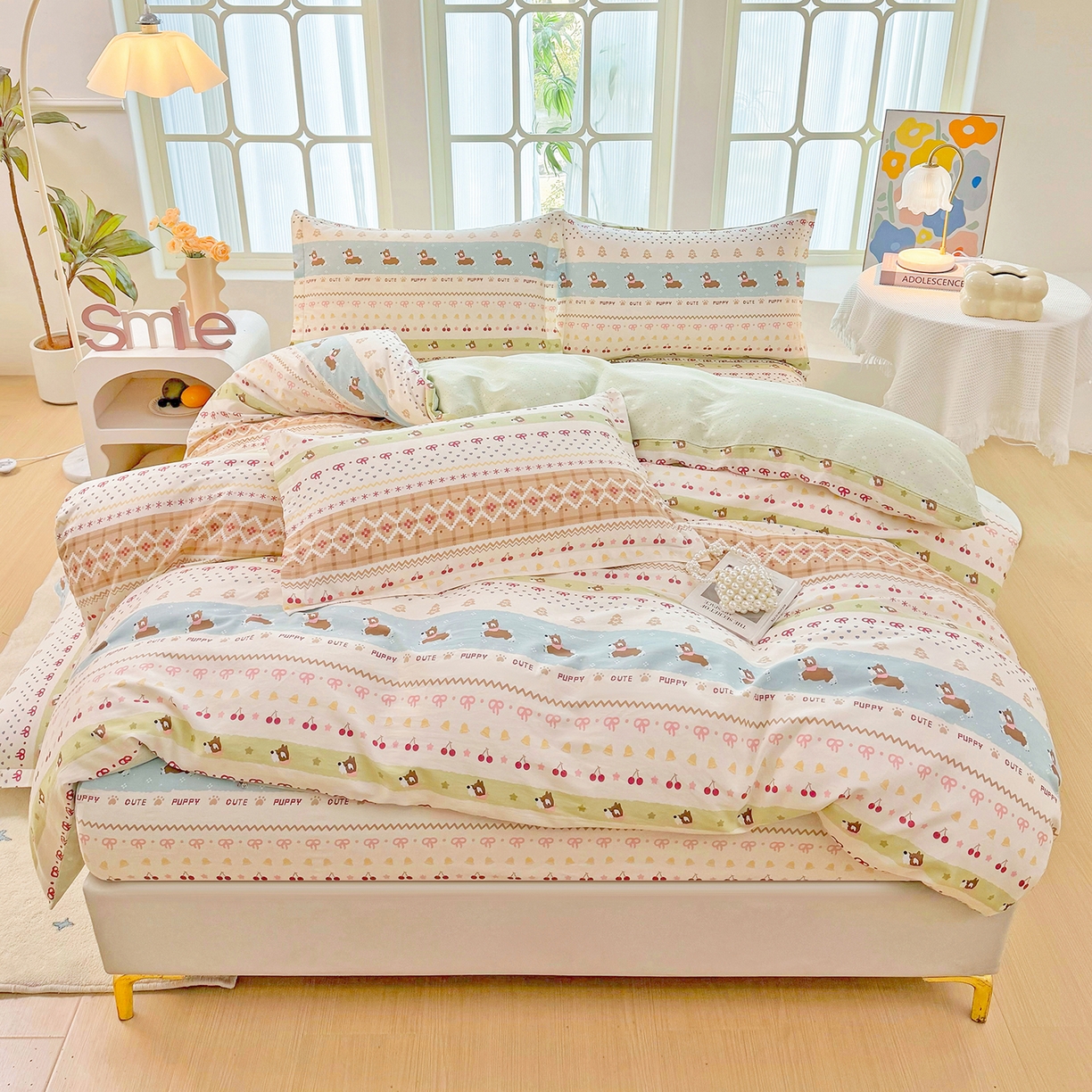 91家纺网 家纺一手货源 找家纺 （总）安逸家纺 2026新款12868全棉纯棉床笠四件套床罩学生纯棉床笠款三件套