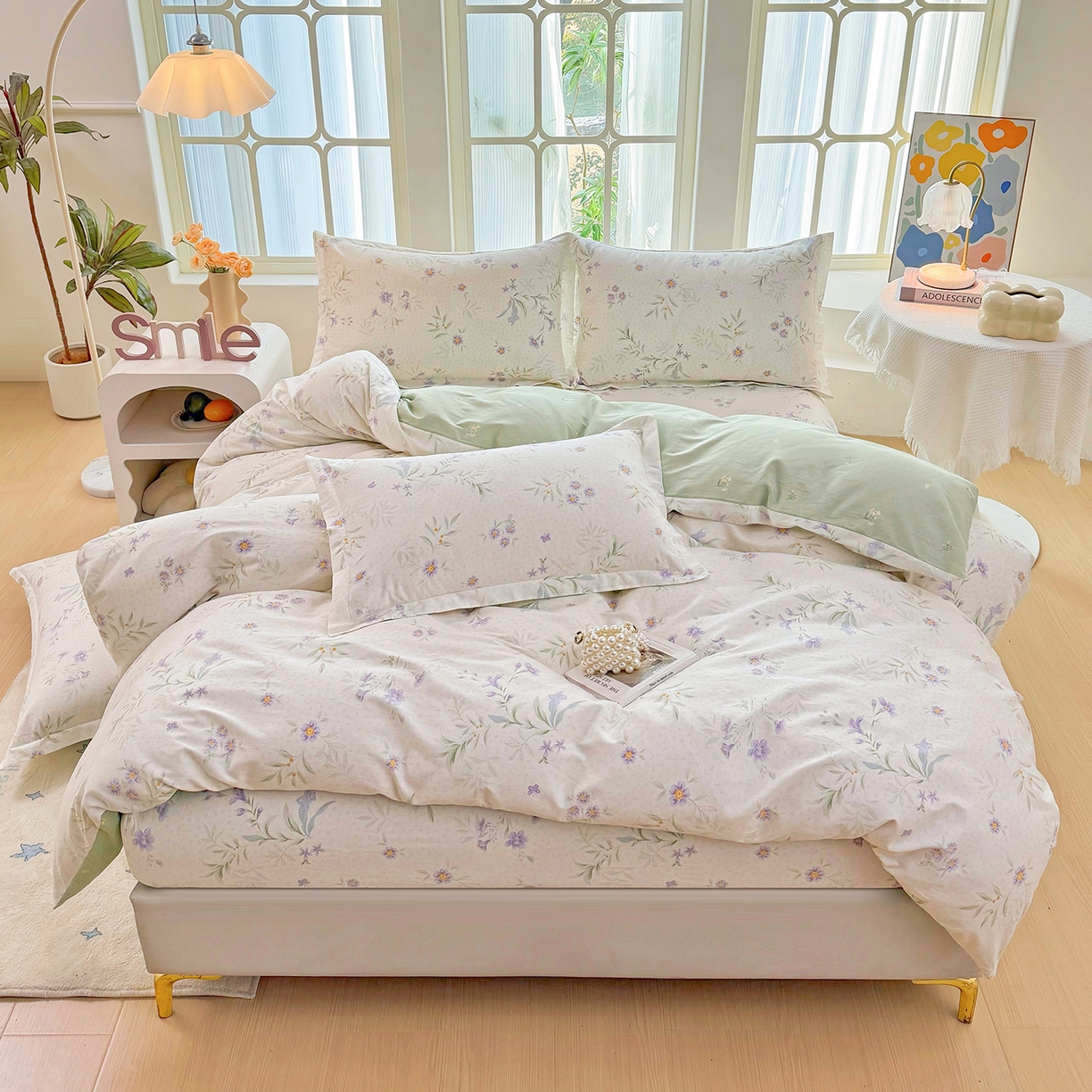 91家纺网 家纺一手货源 找家纺 （总）安逸家纺 2026新款12868全棉纯棉床笠四件套床罩学生纯棉床笠款三件套