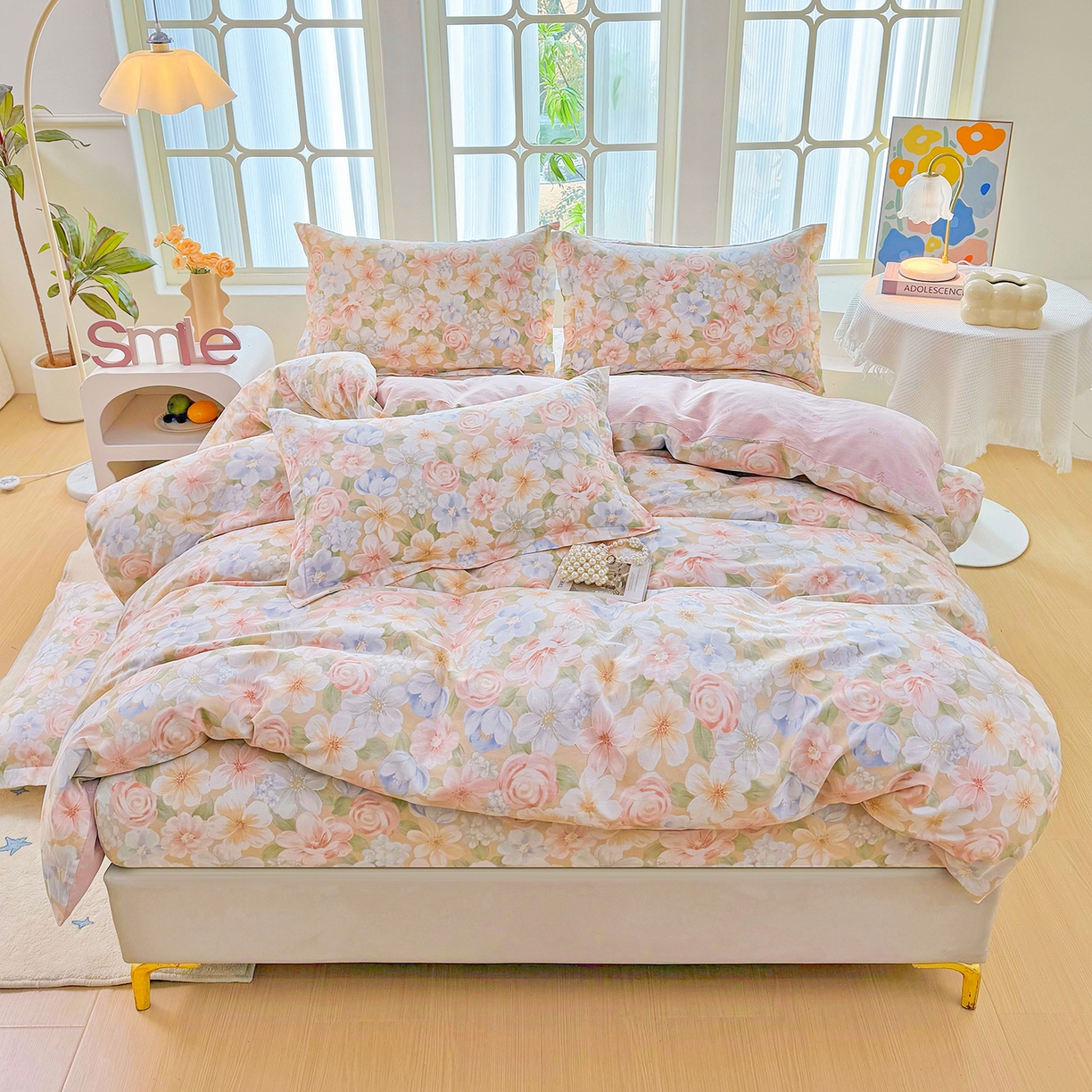 91家纺网 家纺一手货源 找家纺 （总）安逸家纺 2026新款12868全棉纯棉床笠四件套床罩学生纯棉床笠款三件套