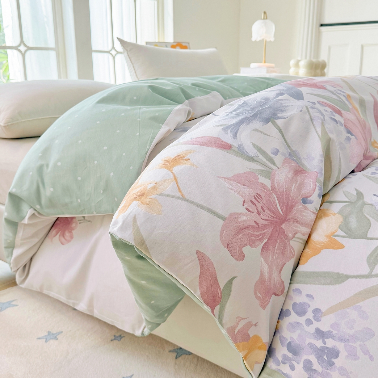 91家纺网 家纺一手货源 找家纺 安逸家纺 2026新款12868全棉纯棉床笠四件套床罩学生纯棉床笠款三件套 桂馥兰香