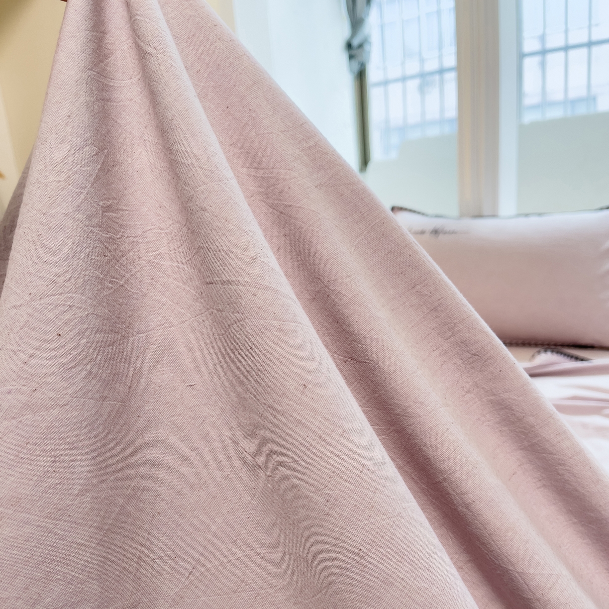 91家纺网 家纺一手货源 找家纺 炫拼家纺 2026新款A类棉麻刺绣卡通贝壳边四件套-布鲁系列 布鲁-小马