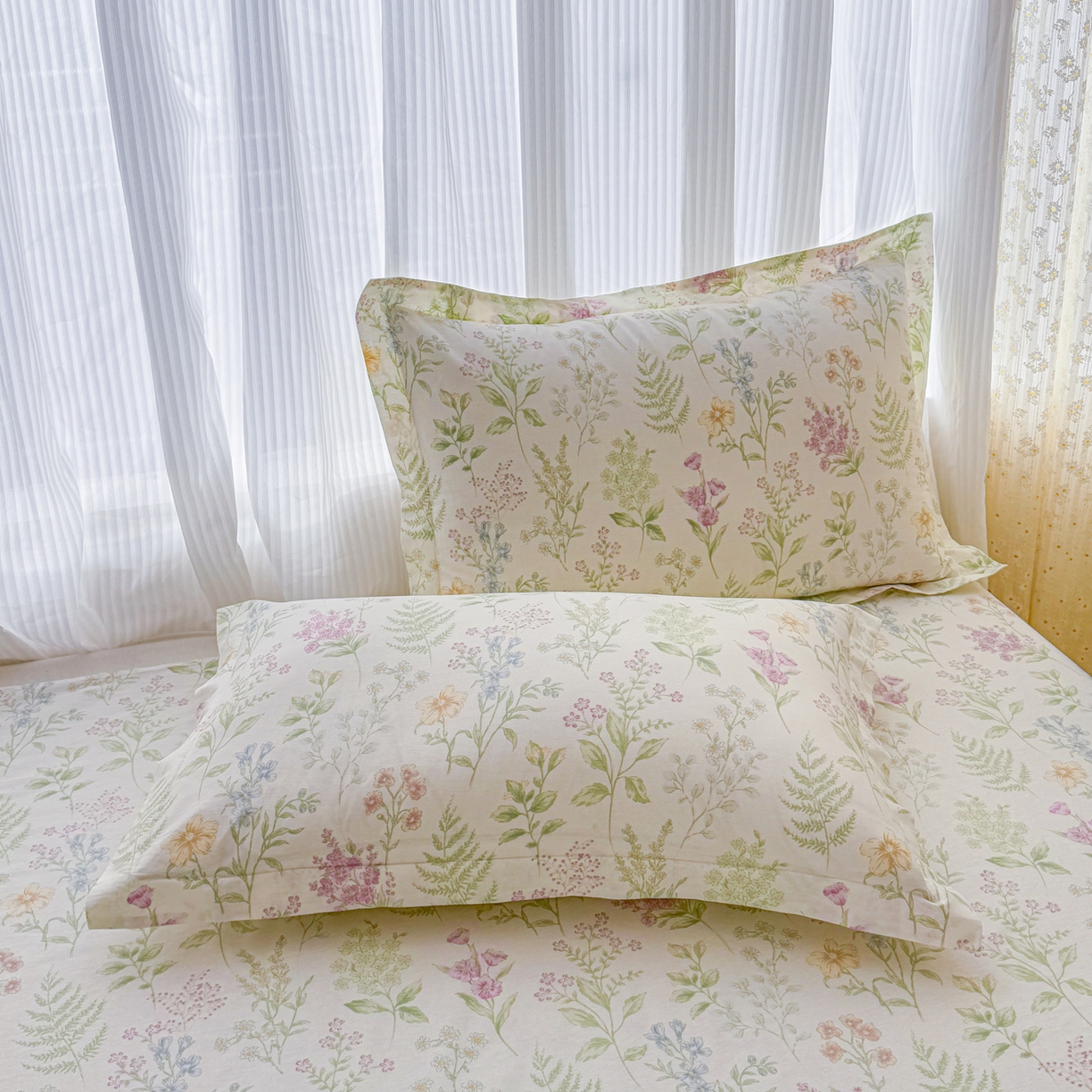 91家纺网 家纺一手货源 找家纺 安逸家纺 2026新款12868全棉纯棉床笠四件套床罩学生纯棉床笠款三件套 花田妙语