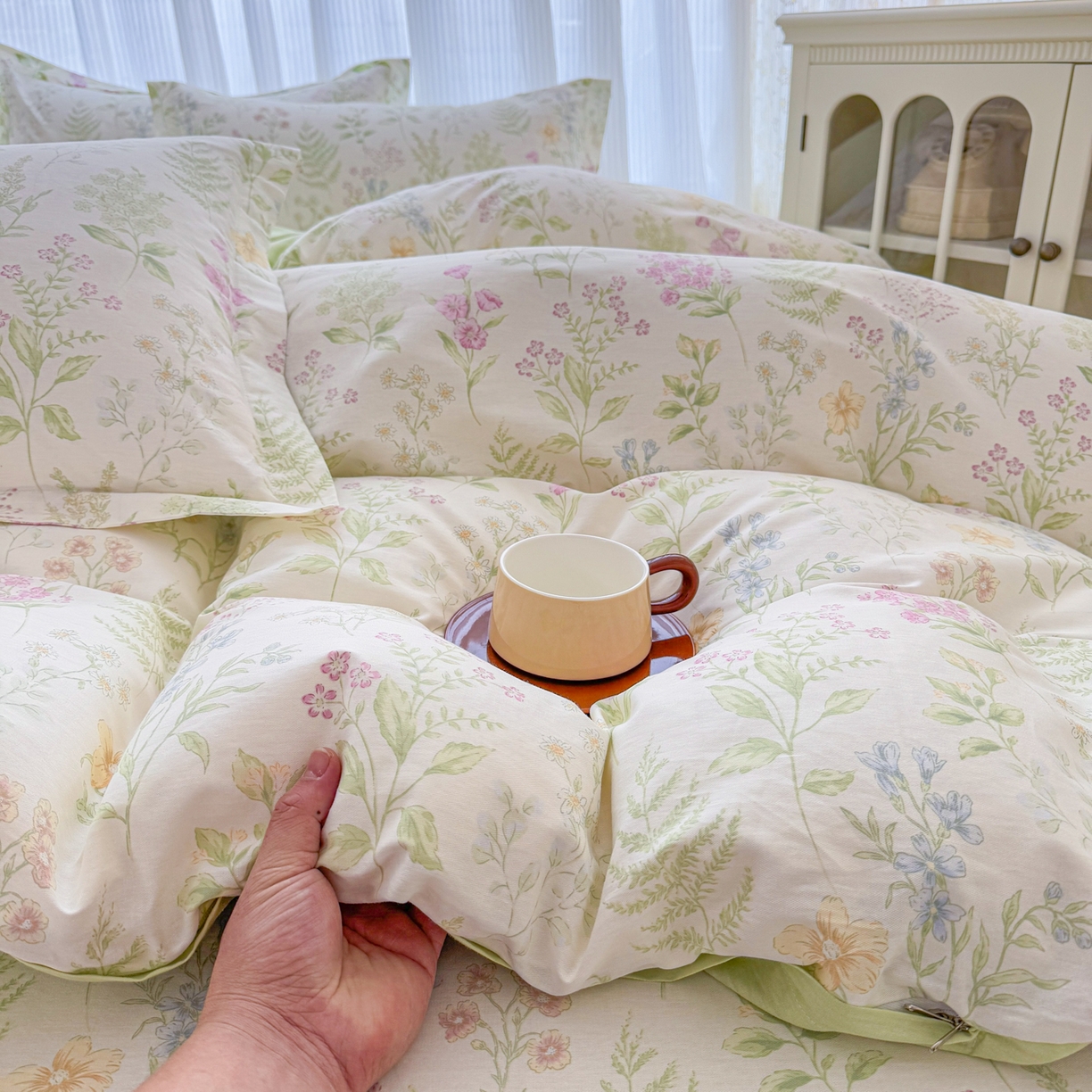 91家纺网 家纺一手货源 找家纺 安逸家纺 2026新款12868全棉纯棉床笠四件套床罩学生纯棉床笠款三件套 花田妙语