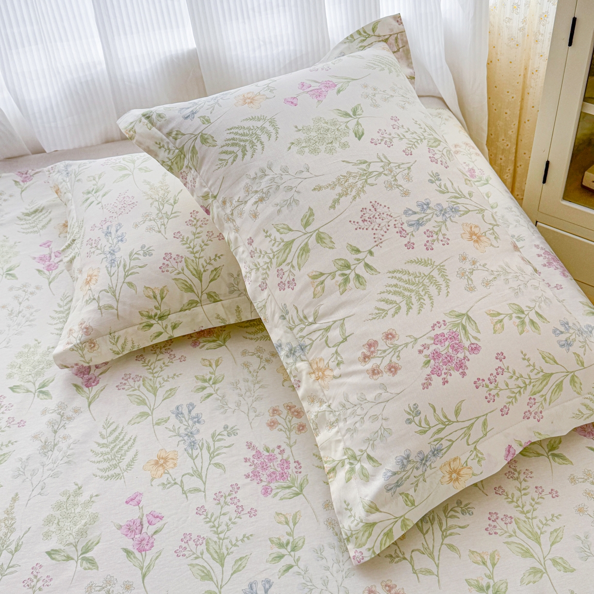 91家纺网 家纺一手货源 找家纺 安逸家纺 2026新款12868全棉纯棉床笠四件套床罩学生纯棉床笠款三件套 花田妙语