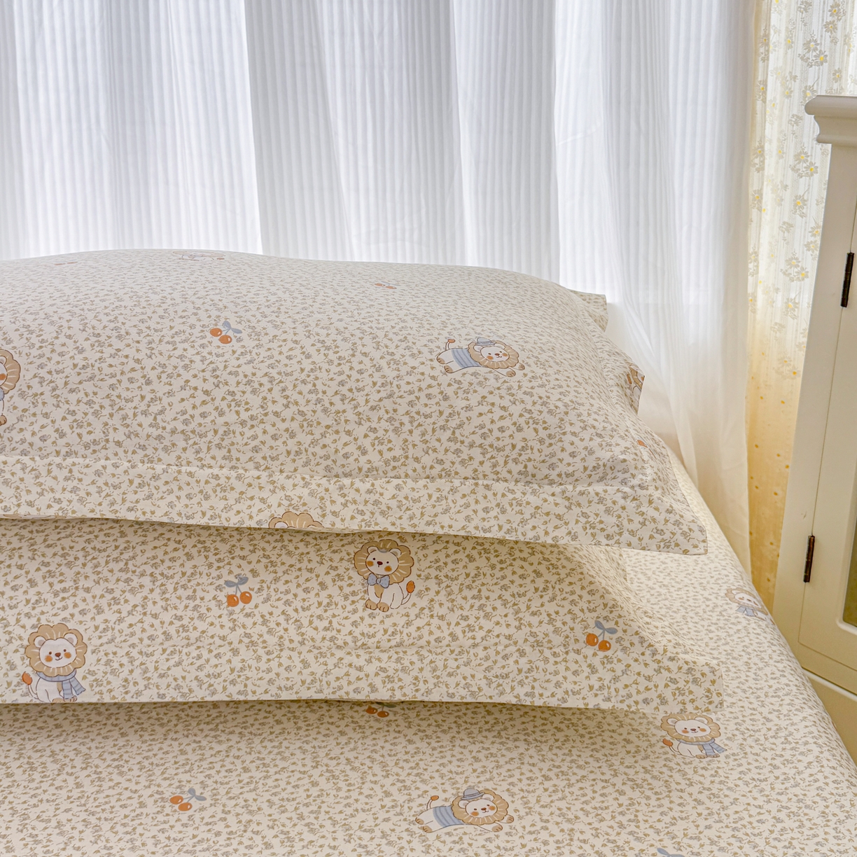 91家纺网 家纺一手货源 找家纺 安逸家纺 2026新款12868全棉纯棉床笠四件套床罩学生纯棉床笠款三件套 花园狮子狗