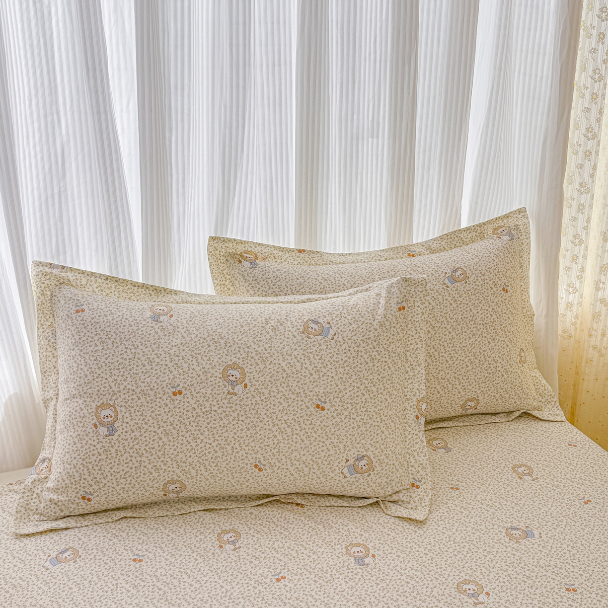 91家纺网 家纺一手货源 找家纺 安逸家纺 2026新款12868全棉纯棉床笠四件套床罩学生纯棉床笠款三件套 花园狮子狗