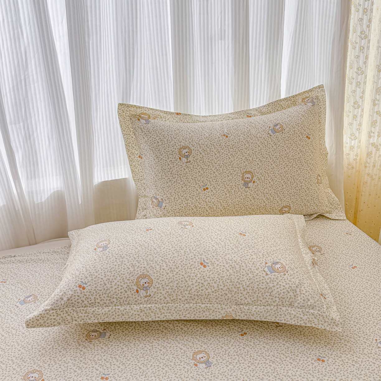 91家纺网 家纺一手货源 找家纺 安逸家纺 2026新款12868全棉纯棉床笠四件套床罩学生纯棉床笠款三件套 花园狮子狗