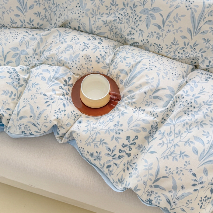 91家纺网 家纺一手货源 找家纺 安逸家纺 2026新款12868全棉纯棉床笠四件套床罩学生纯棉床笠款三件套 蓝沫