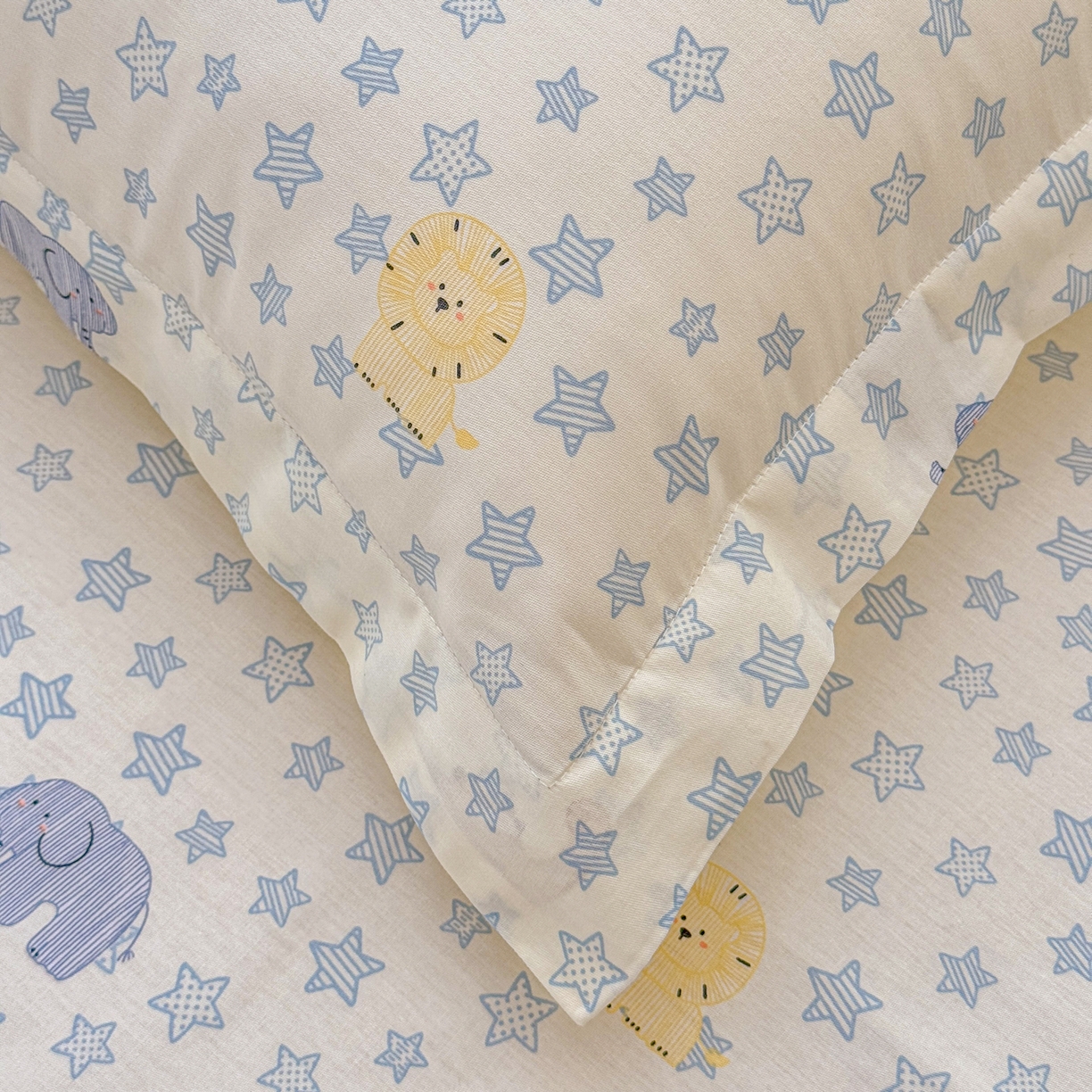 91家纺网 家纺一手货源 找家纺 安逸家纺 2026新款12868全棉纯棉床笠四件套床罩学生纯棉床笠款三件套 蓝星动物园