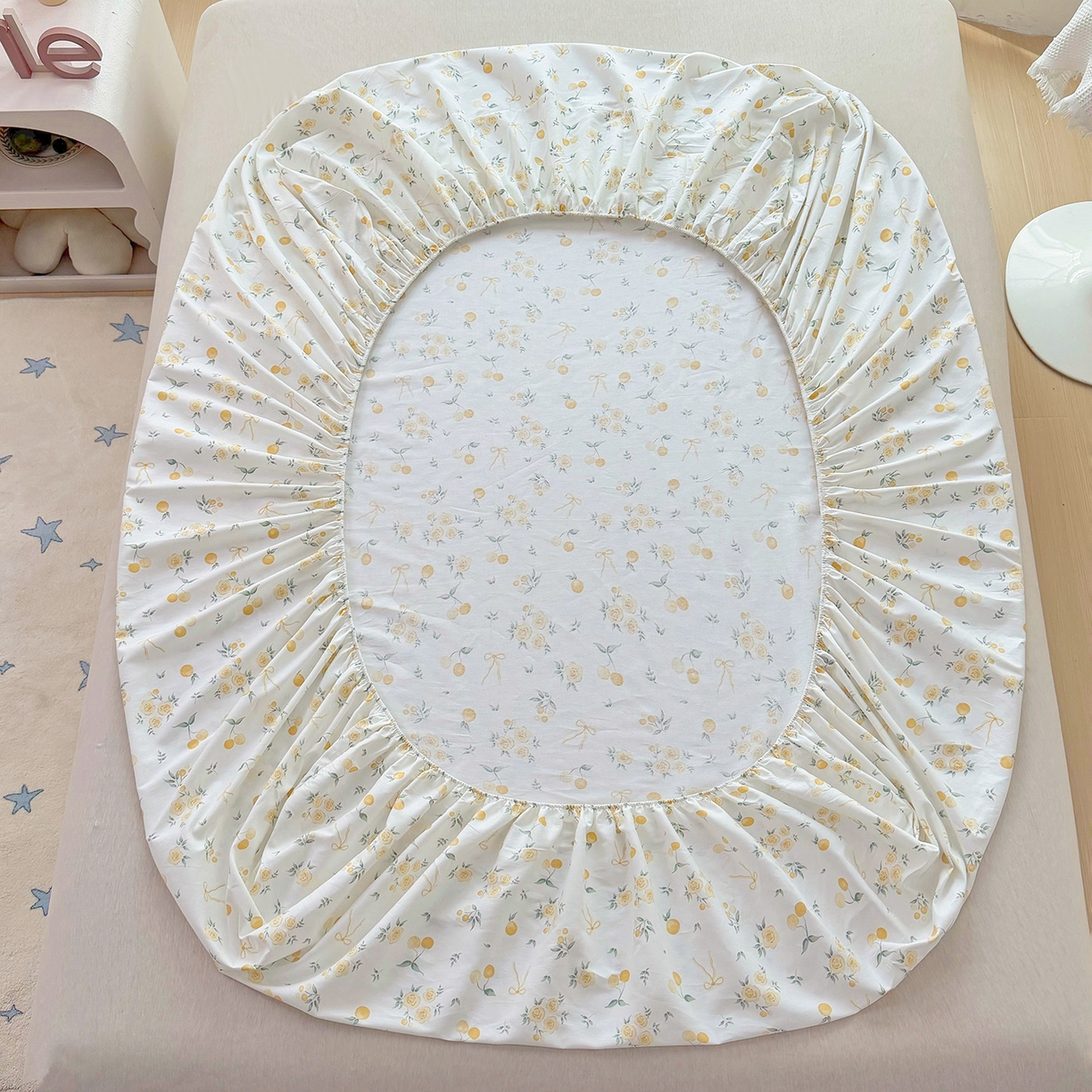 91家纺网 家纺一手货源 找家纺 安逸家纺 2026新款12868全棉纯棉床笠四件套床罩学生纯棉床笠款三件套 蕾拉果园