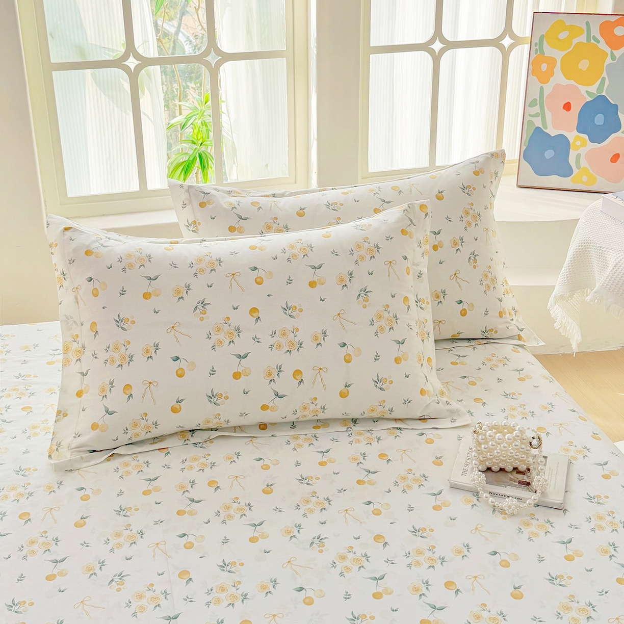 91家纺网 家纺一手货源 找家纺 安逸家纺 2026新款12868全棉纯棉床笠四件套床罩学生纯棉床笠款三件套 蕾拉果园