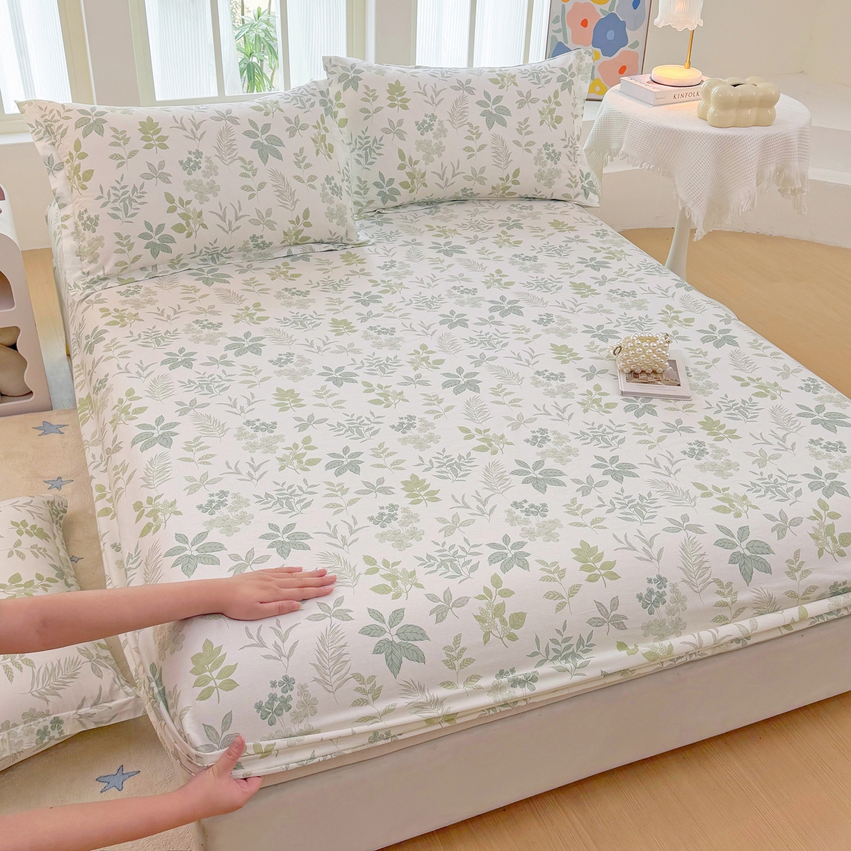 91家纺网 家纺一手货源 找家纺 安逸家纺 2026新款12868全棉纯棉床笠四件套床罩学生纯棉床笠款三件套 洛克庄园