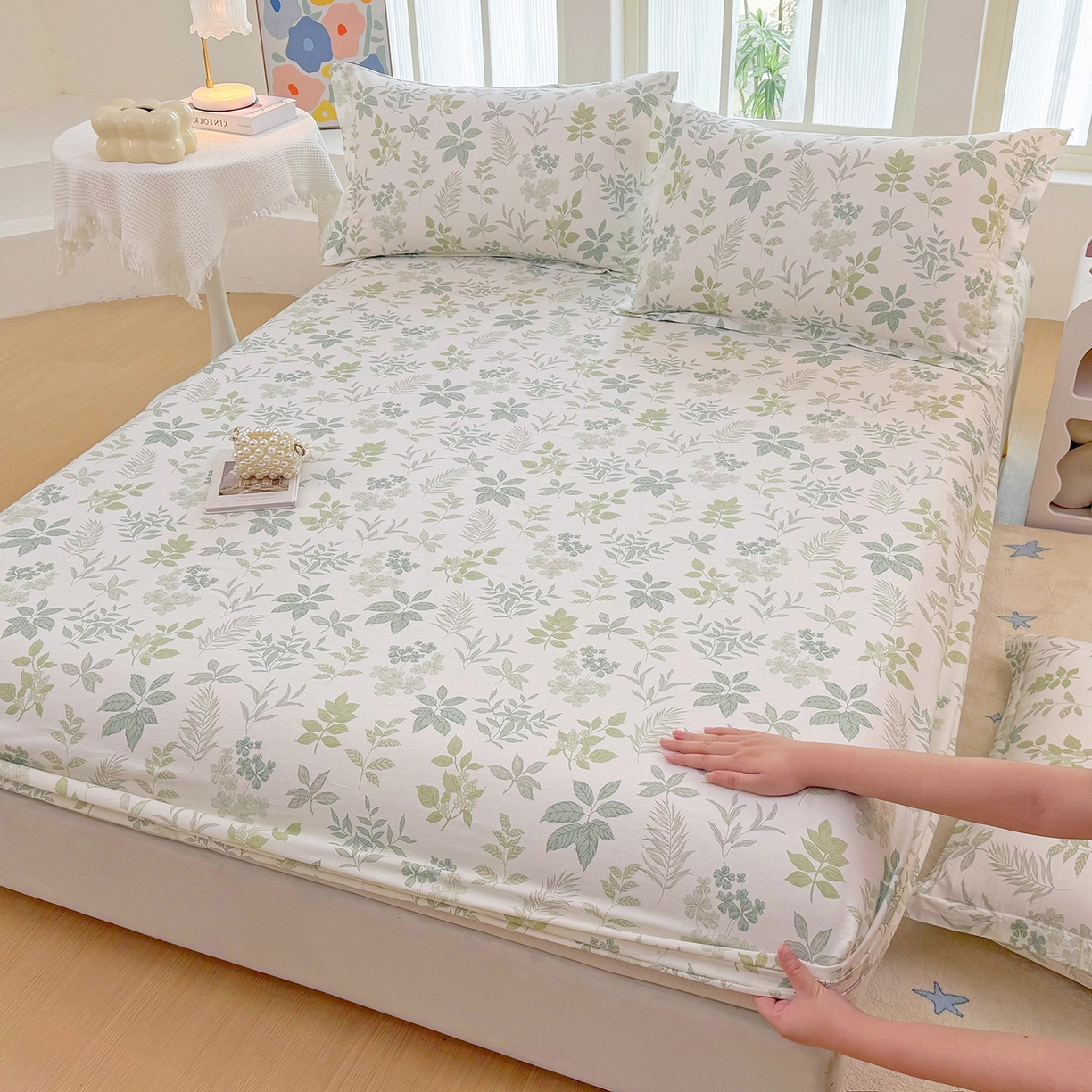 91家纺网 家纺一手货源 找家纺 安逸家纺 2026新款12868全棉纯棉床笠四件套床罩学生纯棉床笠款三件套 洛克庄园