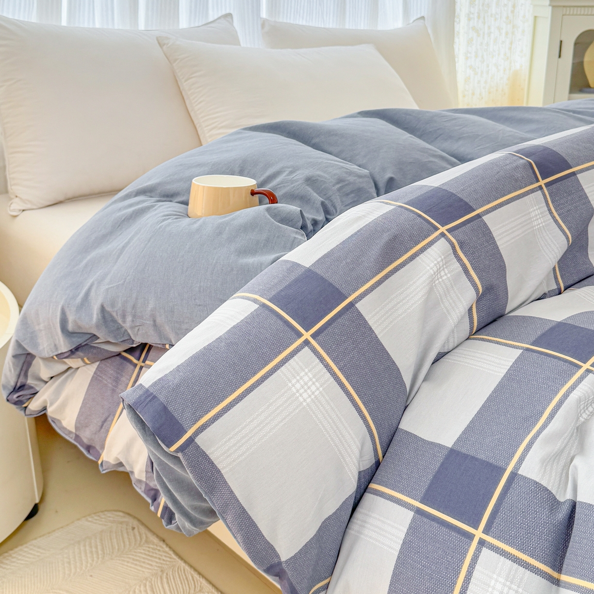 91家纺网 家纺一手货源 找家纺 安逸家纺 2026新款12868全棉纯棉床笠四件套床罩学生纯棉床笠款三件套 梦幻格