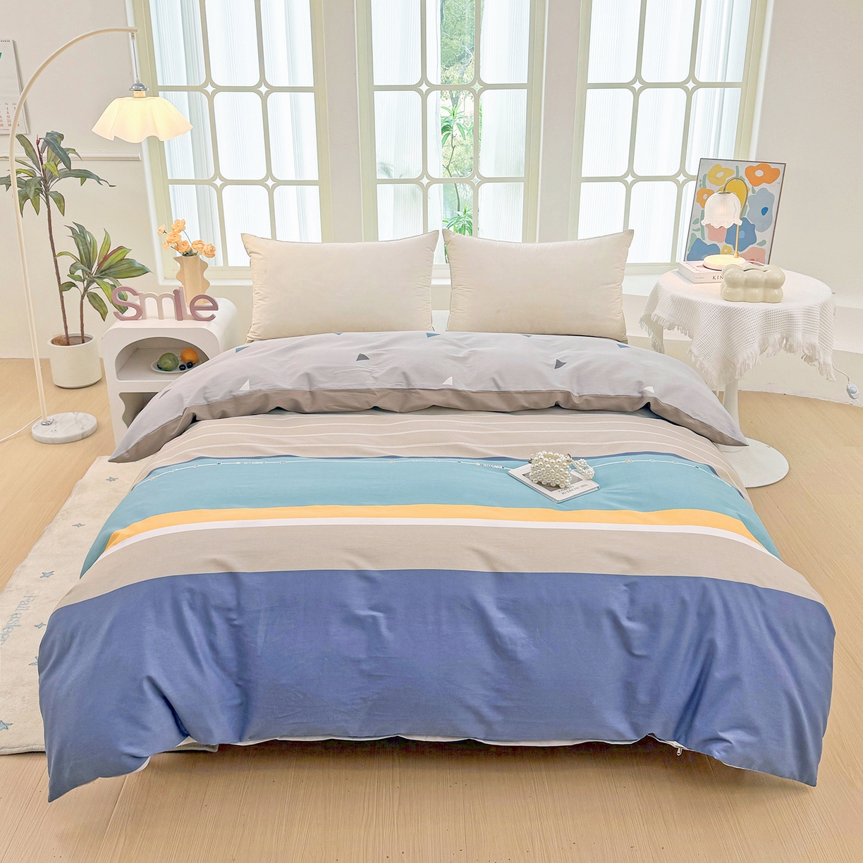 91家纺网 家纺一手货源 找家纺 安逸家纺 2026新款12868全棉纯棉床笠四件套床罩学生纯棉床笠款三件套 米兰印象