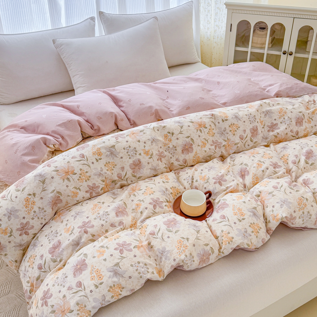 91家纺网 家纺一手货源 找家纺 安逸家纺 2026新款12868全棉纯棉床笠四件套床罩学生纯棉床笠款三件套 苏糖咖