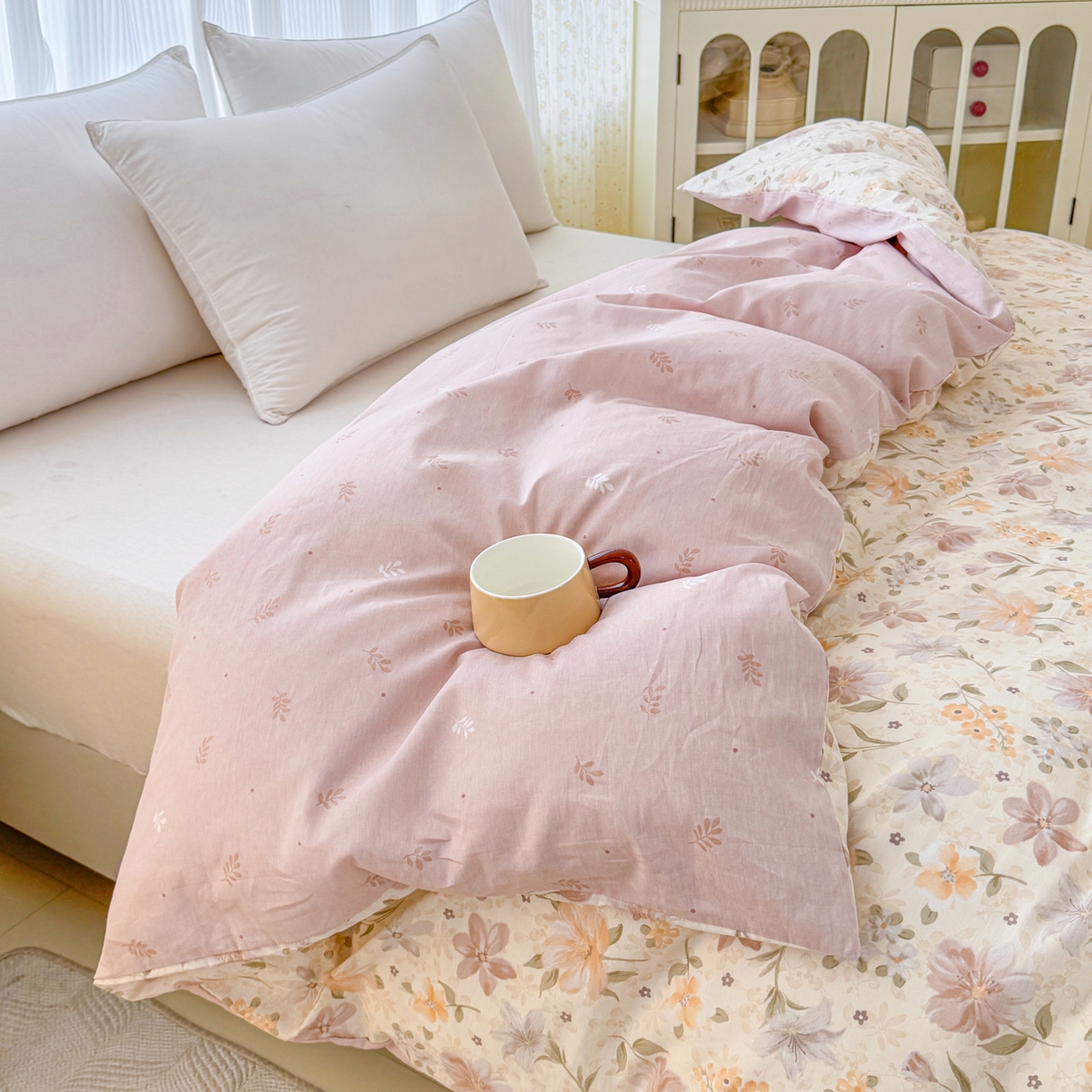 91家纺网 家纺一手货源 找家纺 安逸家纺 2026新款12868全棉纯棉床笠四件套床罩学生纯棉床笠款三件套 苏糖咖