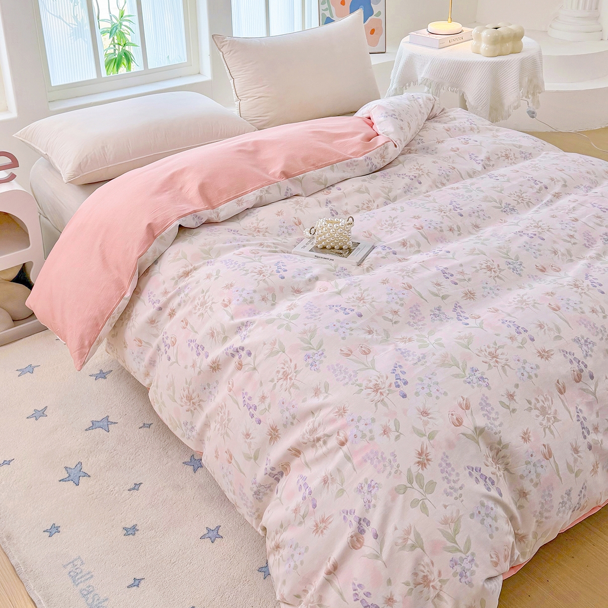 91家纺网 家纺一手货源 找家纺 安逸家纺 2026新款12868全棉纯棉床笠四件套床罩学生纯棉床笠款三件套 微风徐徐