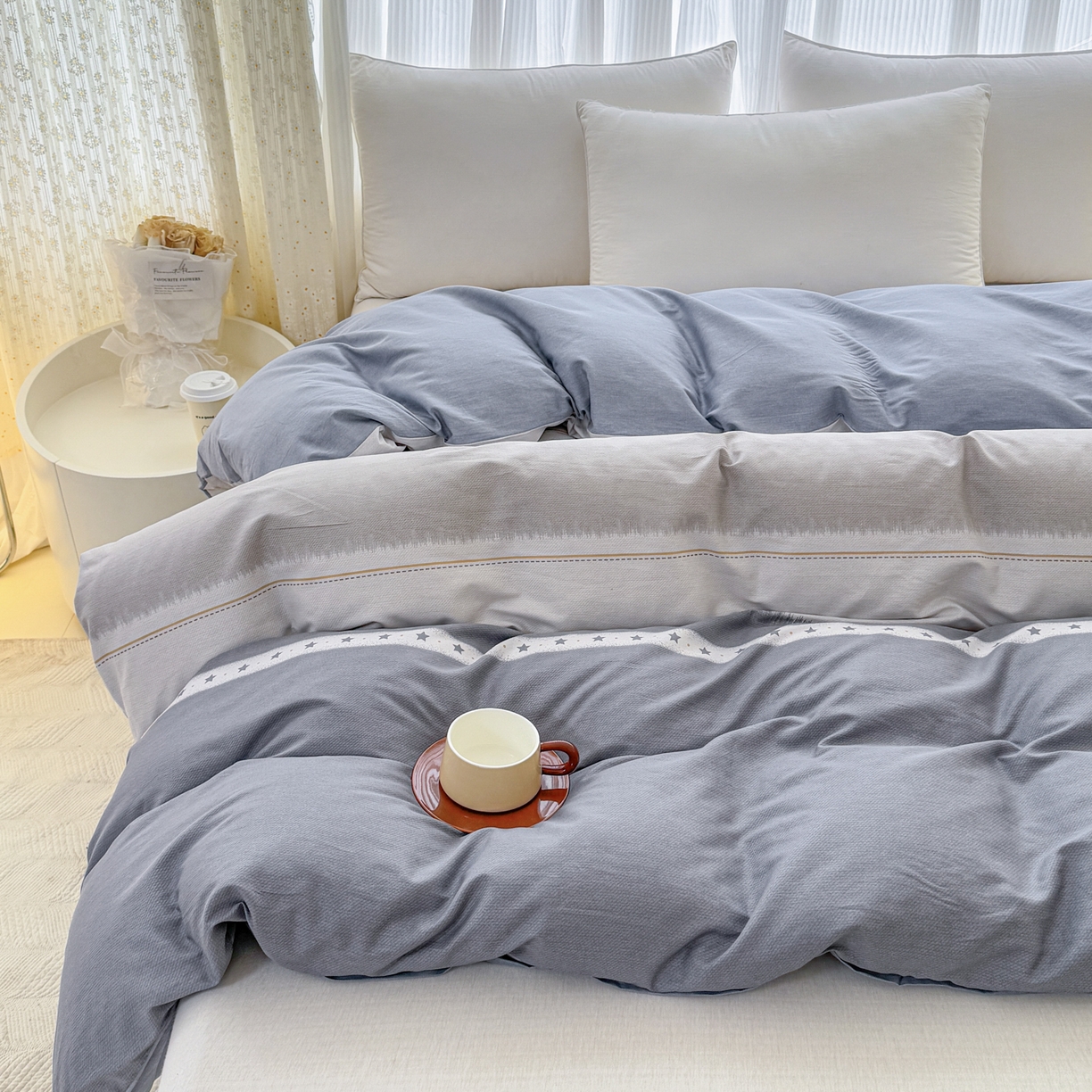 91家纺网 家纺一手货源 找家纺 安逸家纺 2026新款12868全棉纯棉床笠四件套床罩学生纯棉床笠款三件套 星辰大海