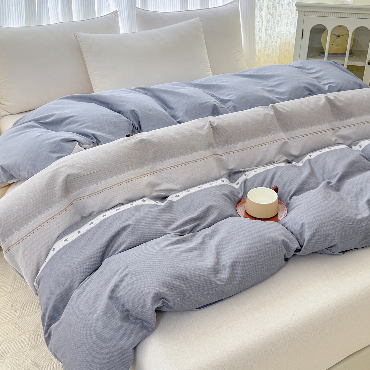 91家纺网 家纺一手货源 找家纺 安逸家纺 2026新款12868全棉纯棉床笠四件套床罩学生纯棉床笠款三件套 星辰大海